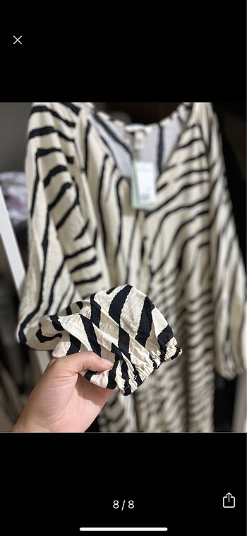 m Beden siyah Renk H&M tesettür elbise zebra