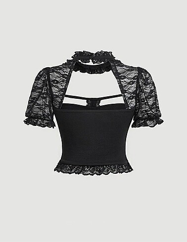 Sheinside Siyah transparan gothic crop büstiyer