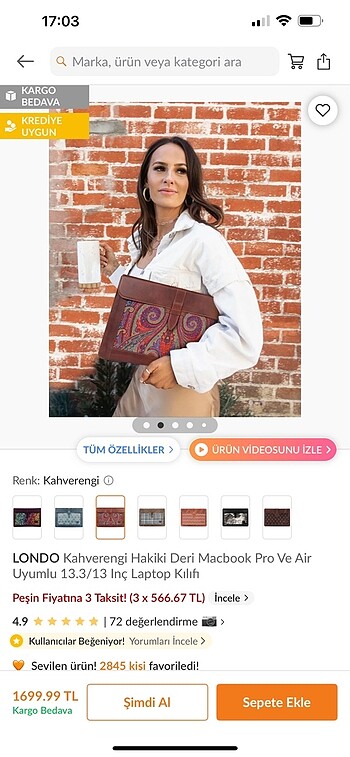 Londo marka MacBook kılıf çanta