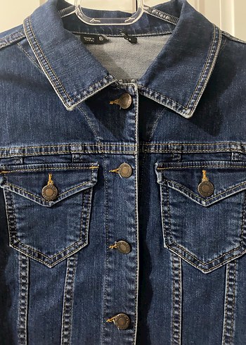 Düğmeli Mavi Kadın Denim Ceket - Görsel 5
