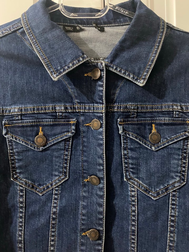 Düğmeli Mavi Kadın Denim Ceket - Görsel 5