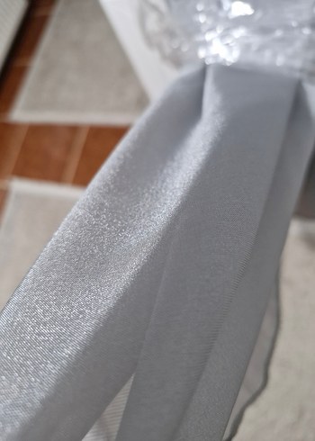 Gri İşlemeli Uzun Kollu Şık Abiye Elbise - Görsel 3