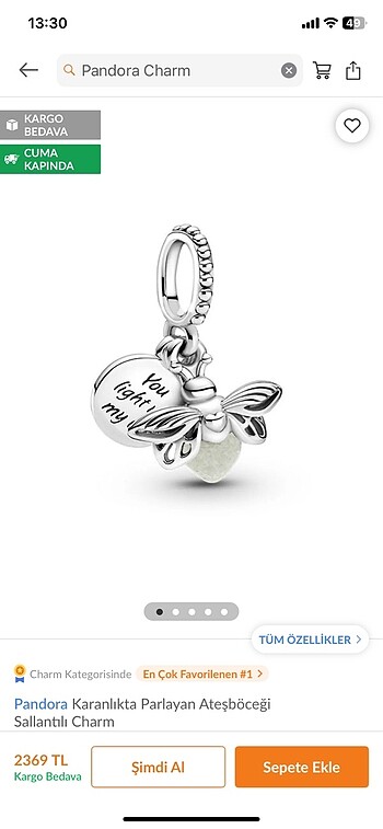 pandora ateş böceği charm