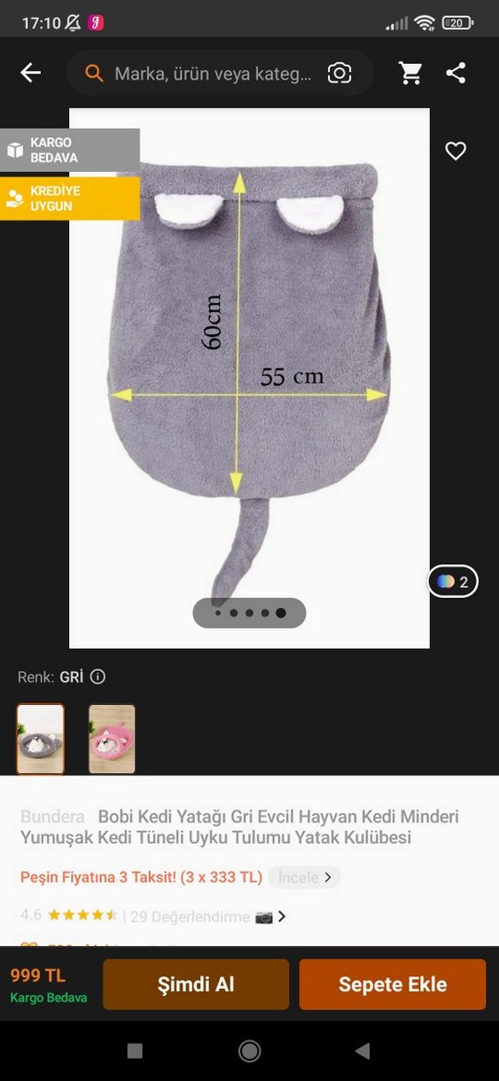 Bobi Pembe Kedi Yatagi Uyku Tulumu - Görsel 2