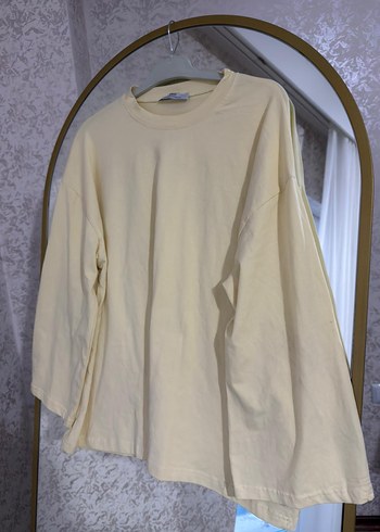 Kadın Beyaz Pamuklu Uzun Kollu Sweatshirt