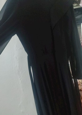Uzun Siyah tesettür Kadın Elbisesi - Görsel 5