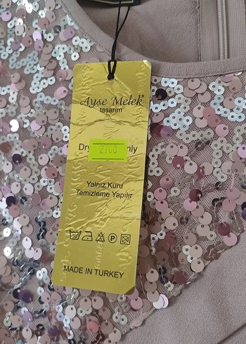 Uzun Kollu Drapeli Bej Abiye Elbise - Görsel 5