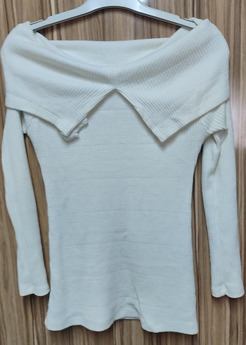 Beyaz Uzun Kollu Triko Kadın Kazak - Görsel 2