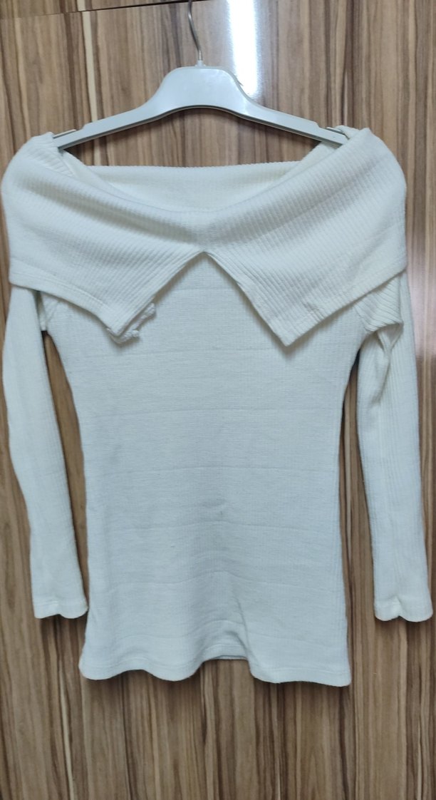 Beyaz Uzun Kollu Triko Kadın Kazak - Görsel 2