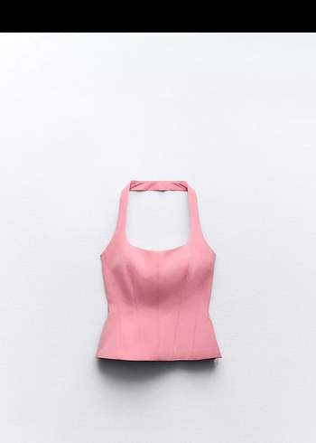Zara Pembe Straplez Mini Kadın Yelek