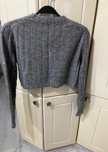 Dilvin Gri Örgü Kadın Triko - Görsel 2