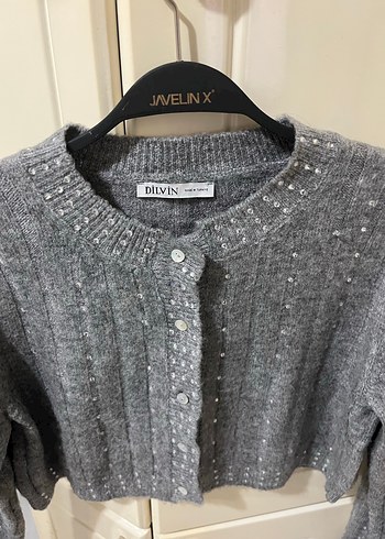 Dilvin Gri Örgü Kadın Triko - Görsel 4