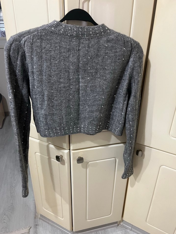 Dilvin Gri Örgü Kadın Triko - Görsel 2