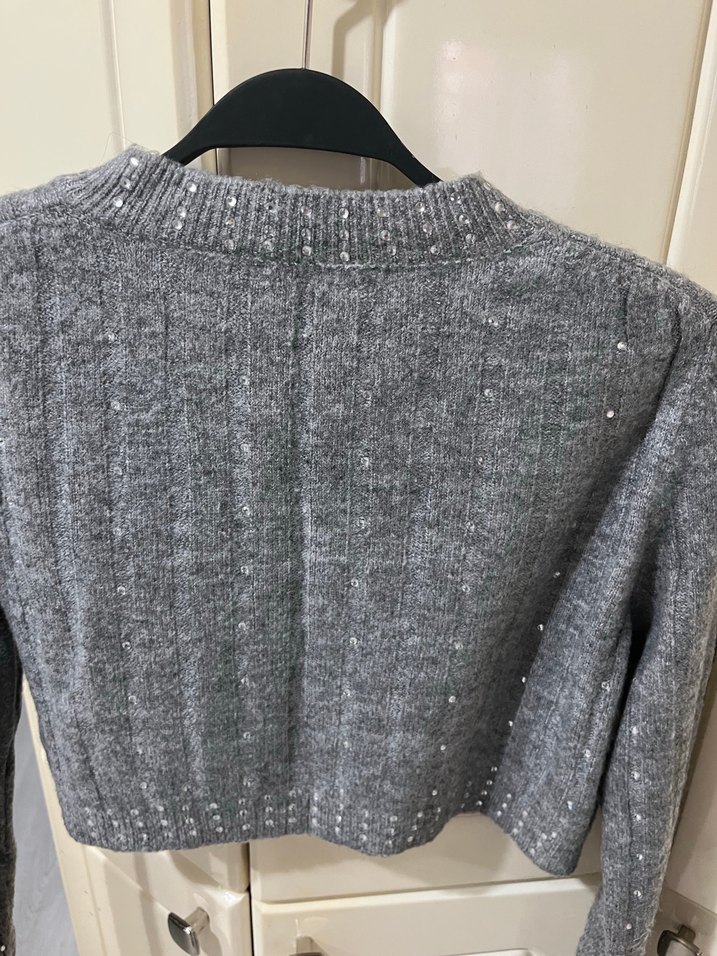 Dilvin Gri Örgü Kadın Triko - Görsel 3