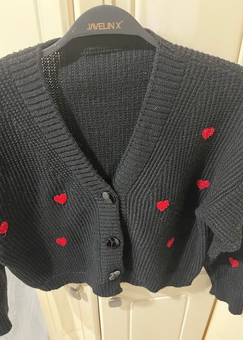 Nakışlı Siyah Triko Hırka - Görsel 2