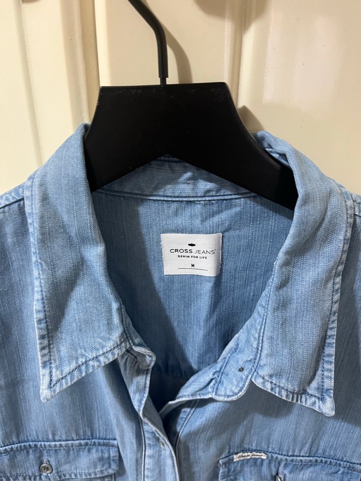 Düğmeli Kısa Kollu Midi Kot Elbise - Görsel 2