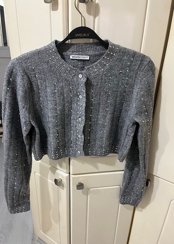 Gri Örgü Kısa Kadın Kazak - Görsel 6