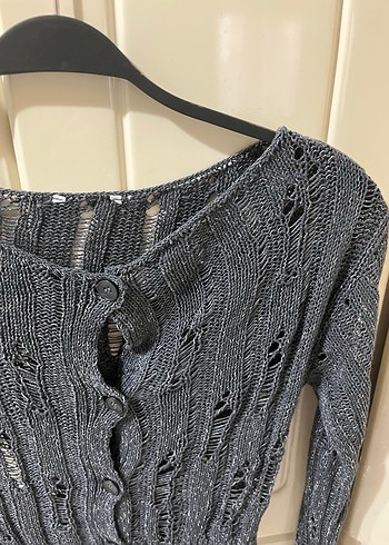 Gri Örgü Kısa Kadın Kazak - Görsel 3