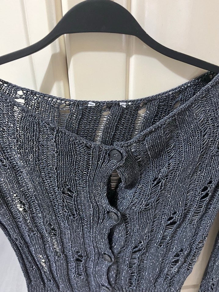 Gri Örgü Kısa Kadın Kazak - Görsel 2