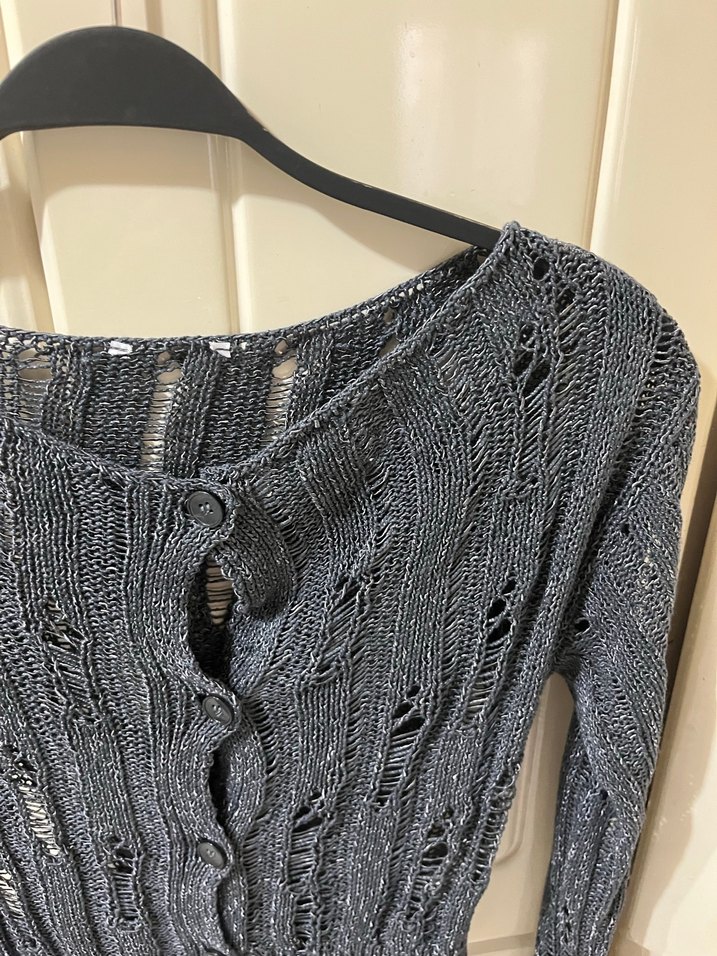 Gri Örgü Kısa Kadın Kazak - Görsel 3