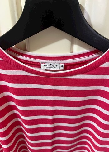 Pembe Çizgili Uzun Kollu Kadın Tişört - Görsel 4