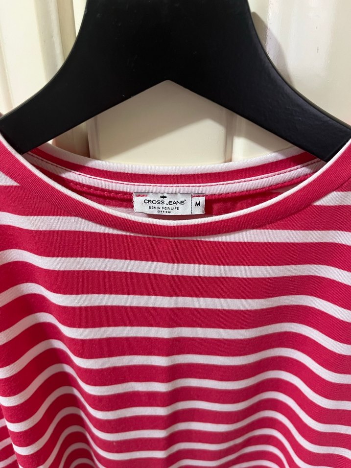 Pembe Çizgili Uzun Kollu Kadın Tişört - Görsel 4