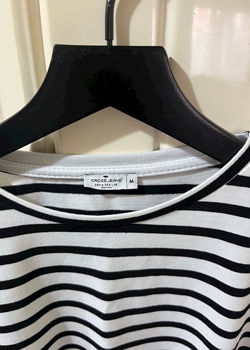 Kadın Beyaz Gri Çizgili Pamuklu Bluz - Görsel 2