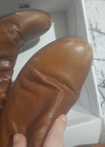 Bej Deri Kadın Dizüstü Botlar - Görsel 3