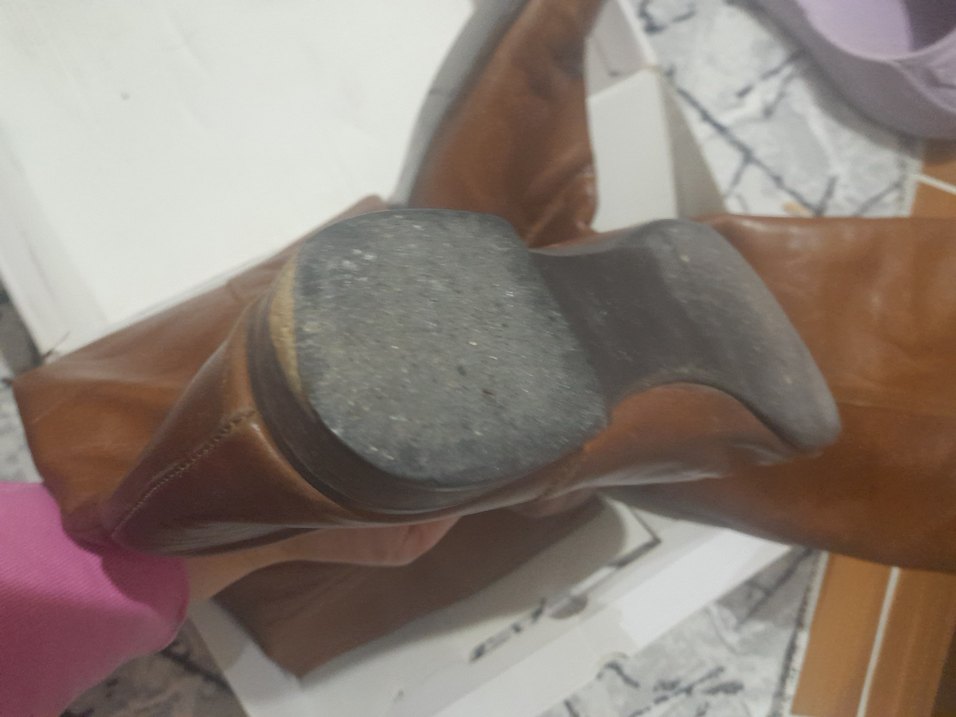 Bej Deri Kadın Dizüstü Botlar - Görsel 5