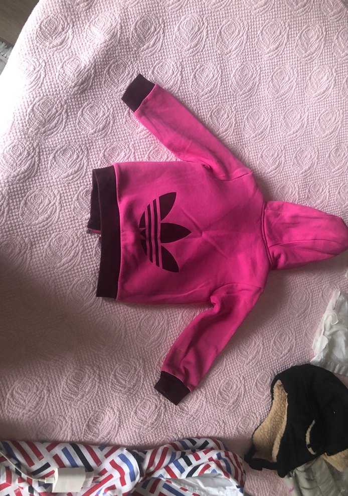 Orijinal adidas içi kürklü fermuarlı kapşonlu sweatshirt 18-24ay - Görsel 4