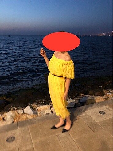 36 Beden İpekyol elbise 36 beden sarı renk