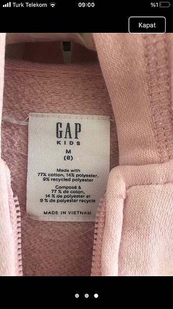 8 Yaş Beden Gap kapuşonlu sweatshirt 8 yaş