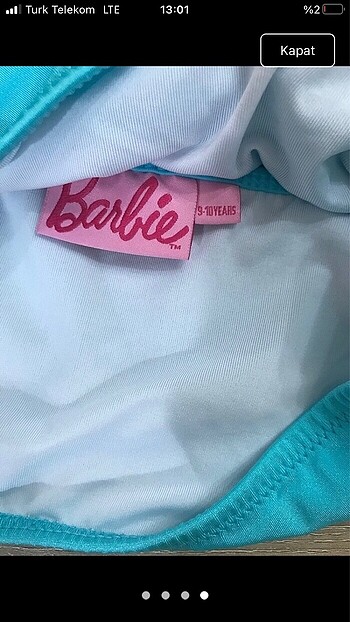 10 Yaş Beden mavi Renk Barbie marka bikini takımı 9-10 yaş