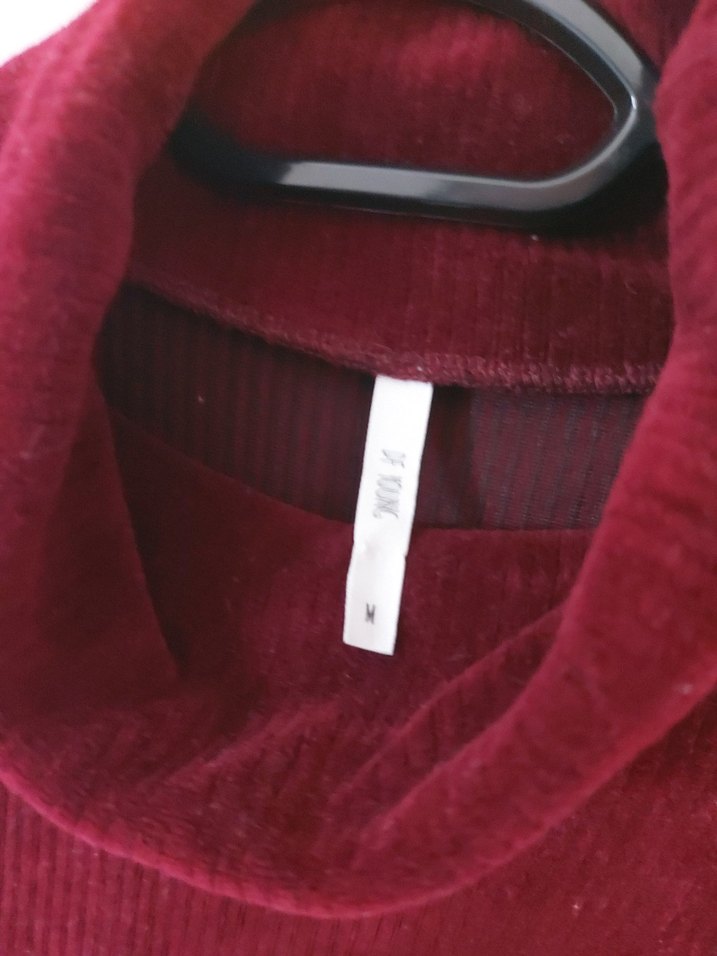 Bordo Yüksek Yaka Kadın Sweatshirt - Görsel 2