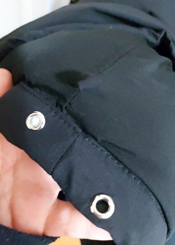 Siyah Mini Oversize Fermuarlı Kışlık Mont - Görsel 2