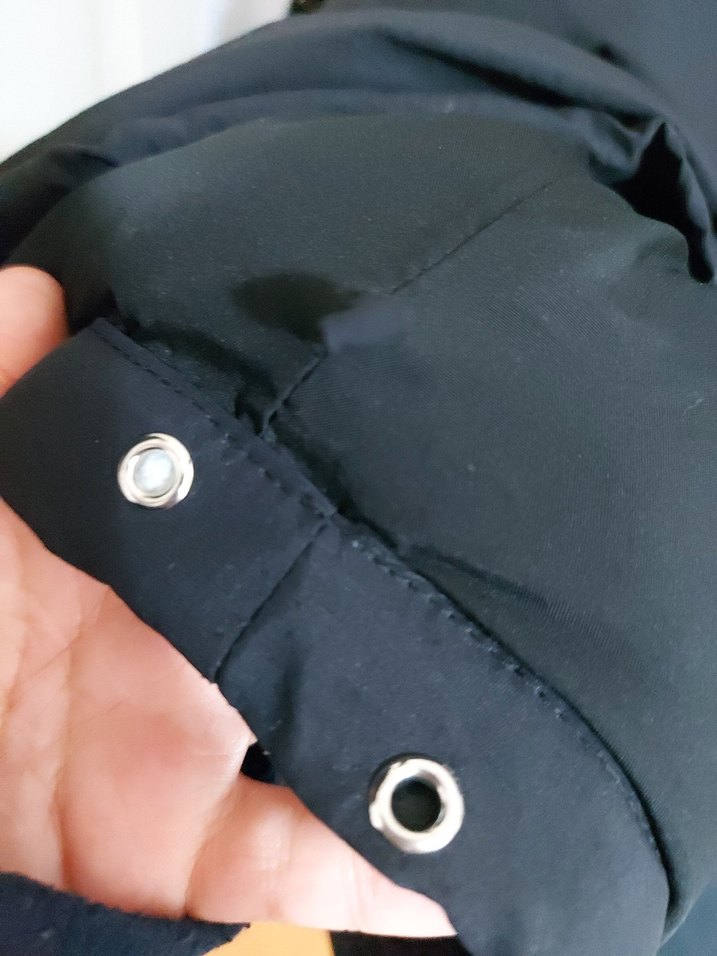 Siyah Mini Oversize Fermuarlı Kışlık Mont - Görsel 2