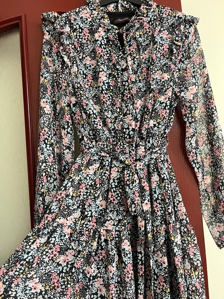 Çiçek Desenli Uzun Bohem Elbise - Görsel 2