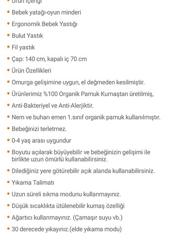Bebek Uyku ve oyun minderi 100% Pamuk - Görsel 7