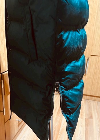 Zümrüt yeşili uzun pufer yelek kaz tuyu - Görsel 4