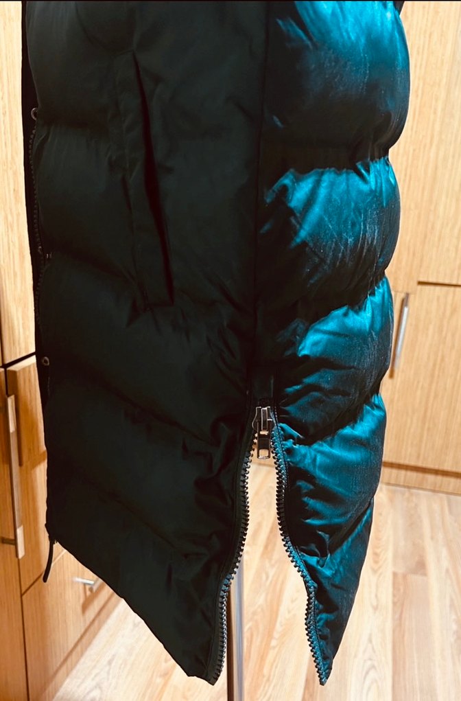 Zümrüt yeşili uzun pufer yelek kaz tuyu - Görsel 4