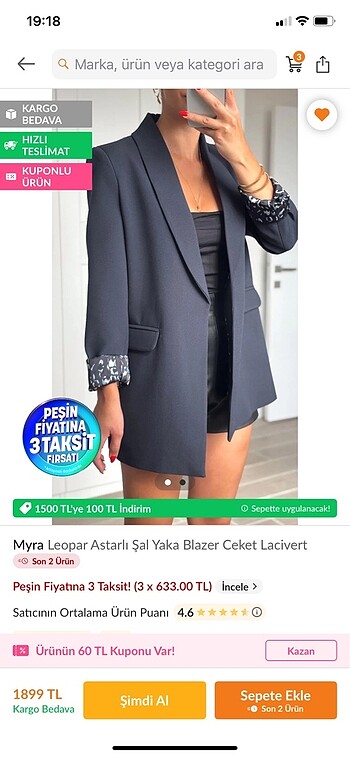 l Beden lacivert Renk Lacivert blazer