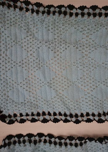 El Örgüsü Mavi ve Siyah Bohem Motifli 3 Parça çeyizlik - Görsel 2