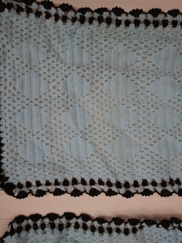 El Örgüsü Mavi ve Siyah Bohem Motifli 3 Parça çeyizlik - Görsel 2