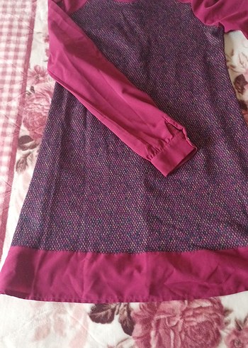 Armine Bordo Midi Uzun Kollu Salaş Tunik
