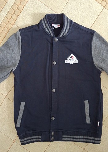Final okulları 13 14 yaş Gri Çocuk Düğmeli Sweatshirt Ceket