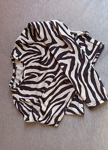 Diğer Zebra desenli crop bluz 
