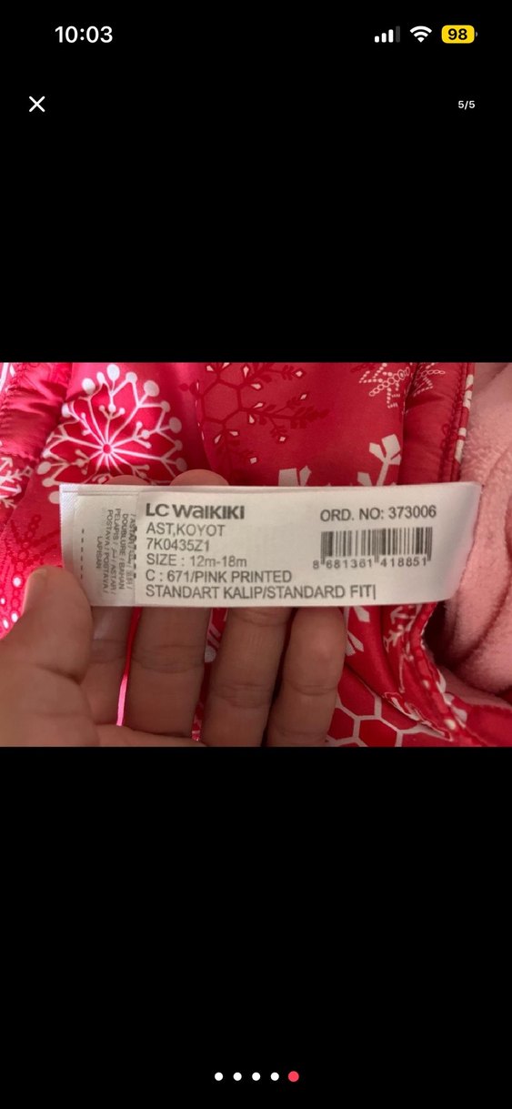 Kız Bebek Kırmızı Kapüşonlu Kar Tulumu - Görsel 2