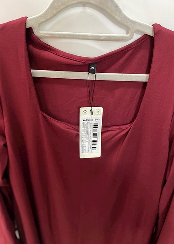 xxl Beden Bordo Uzun Kollu Midi Elbise
