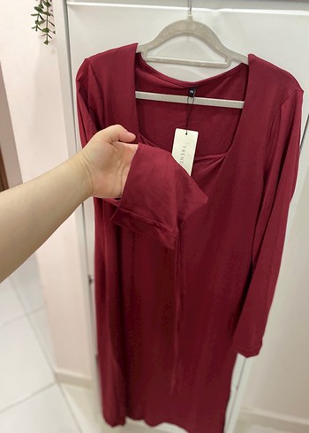 Trendyol & Milla Bordo Uzun Kollu Midi Elbise
