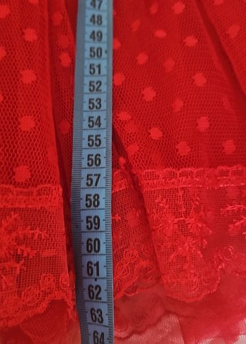 Kız Çocuk Kırmızı Uzun Kollu Fırfırlı Elbise - Görsel 3